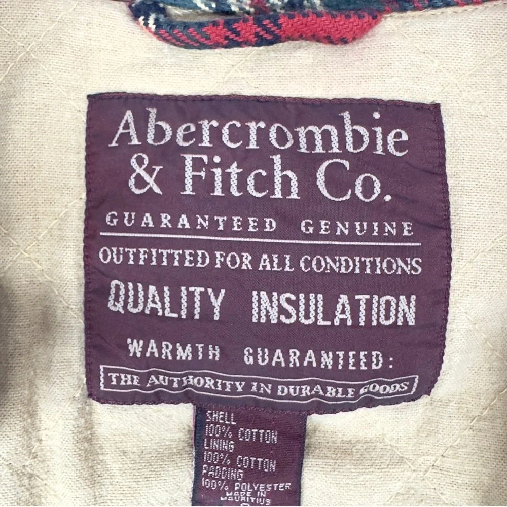 Vintage Abercrombie & Fitch heavy red plaid flannel jacket slacket small men’s